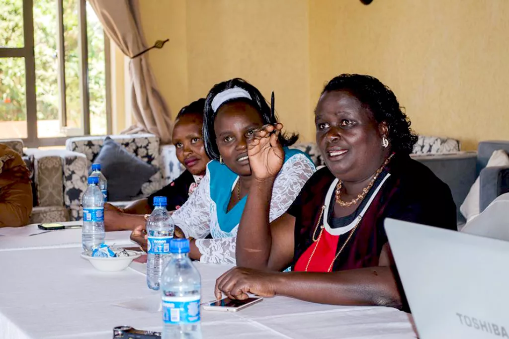Some of the women aspirants at a mentorship forum facilitated CREAW in Meru County.