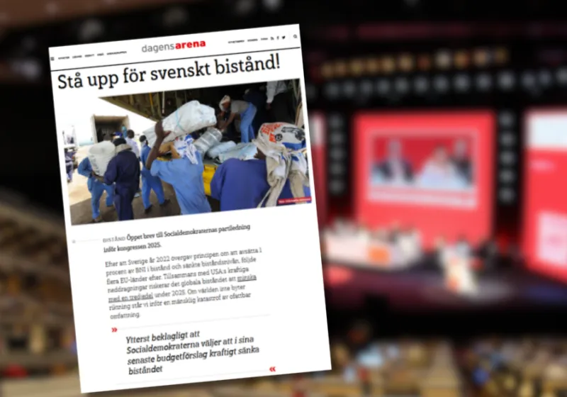 Skärmdump på debattartikel i Dagens Arena.