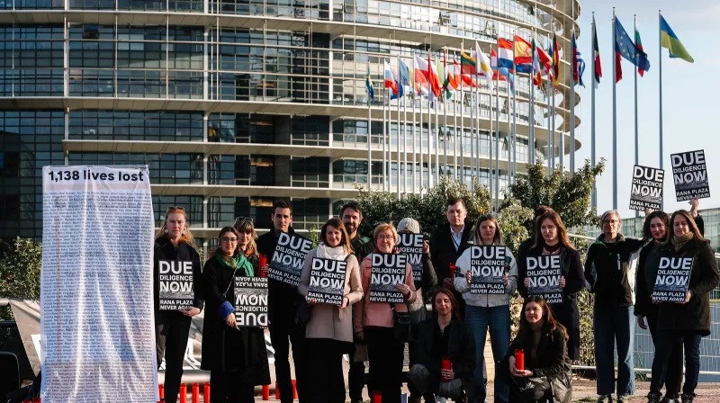 Manifestationen i Bryssel utanför parlamentet.