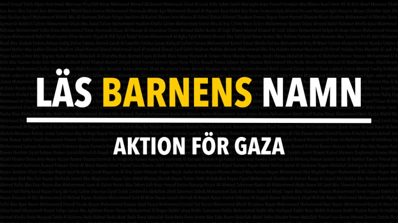 Läs barnens namn: Aktion för Gaza